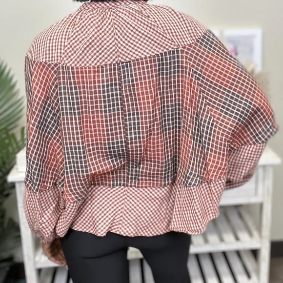 Oli & Hali Glory to the Day Plaid Peasant Dolman Boho Top Size Small - Picture 3 of 13